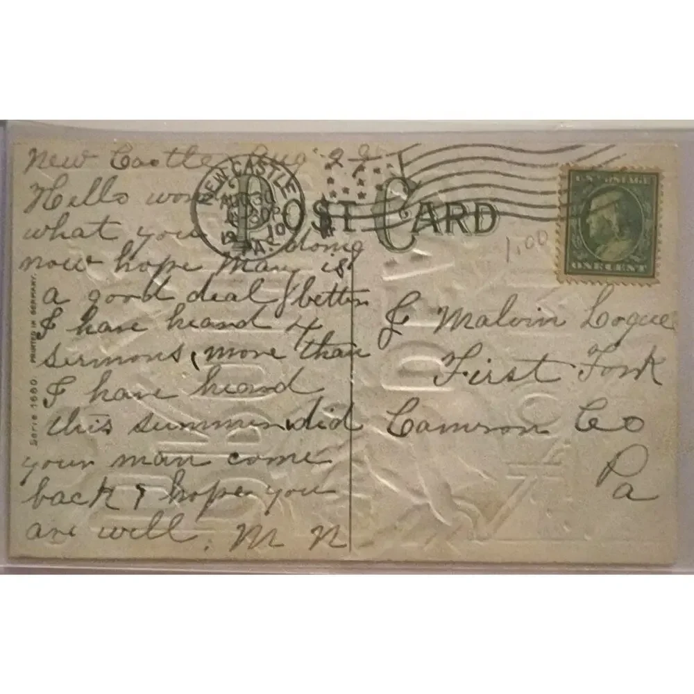 Lot Of Four Vintage Antique Embossed Postcards Flowers Brother Grandma Grandpa